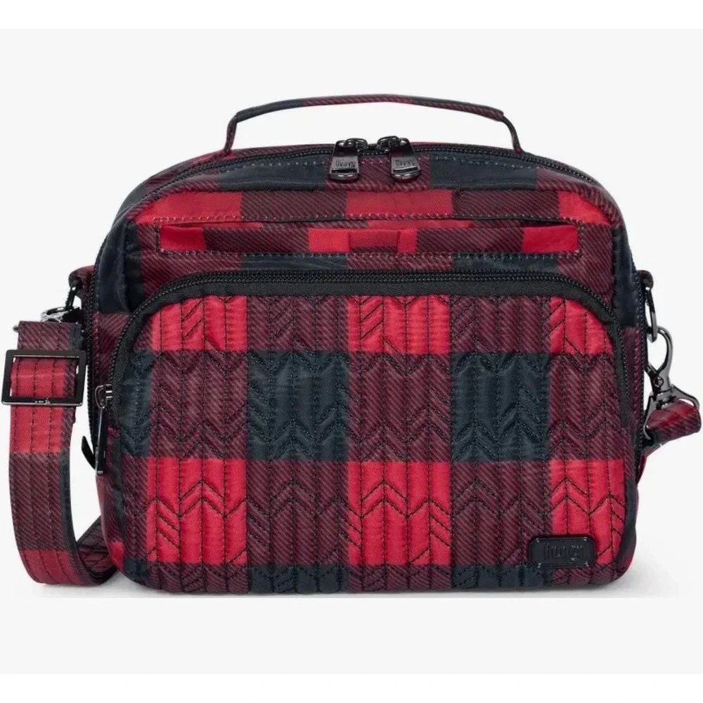 Lug Mini Ranger Crossbody Bag Red Black Buffalo Plaid Quilted Shoulder Bag